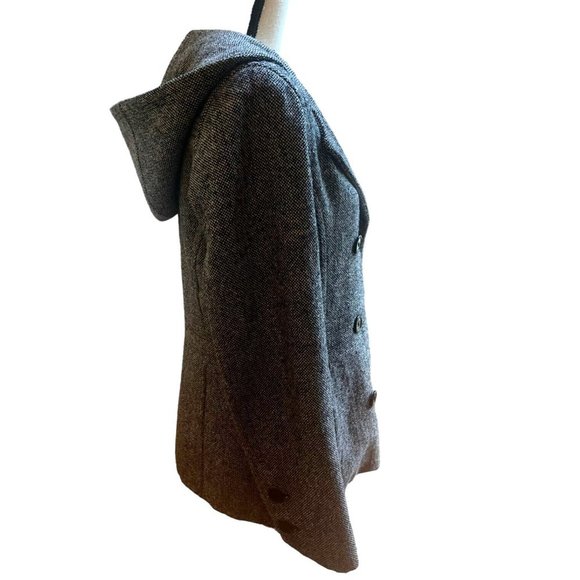 Woman's Esprit Black and White Houndstooth Wool Blend Pea Coat Size Medium - Picture 5 of 7